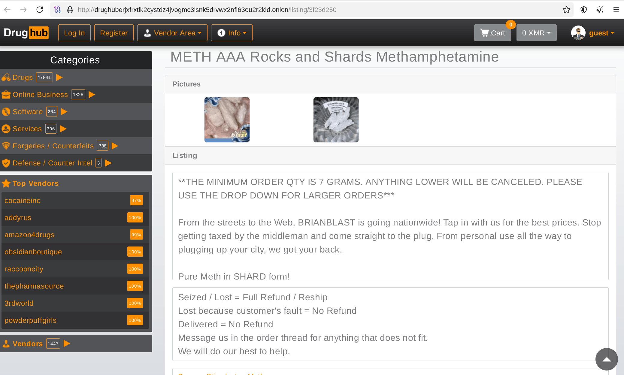 DrugHub product listing example